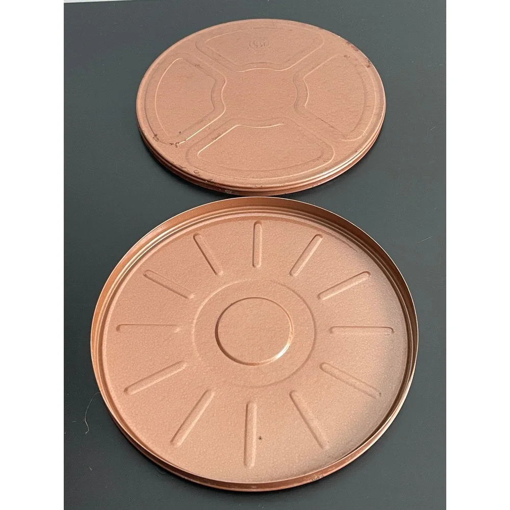 00686 Vintage Goldberg Brothers Reel Canister Film Container Copper‎ Tone Metal